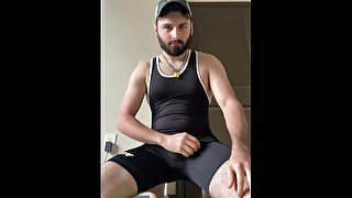 Solo Jerk in Black Wrestling Singlet