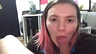 Surprise! Huge cum load! POV blowjob