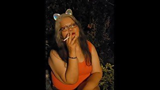 Cute Kyttnpet smoking at night