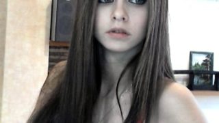 Cute brunette amateur teen masturbates on webcam