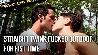 Straight twink fucked outdoor for fist time