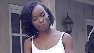 White mechanic seduced by Ebony gal with natural boobs