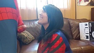 Spidergirl Fucked Hard And Gets A Web Facial From Spiderman