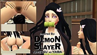 Anime Hentai Fantasy - Horny Virgin Nezuko Fucks Tanjiro - Loud Orgasms - SIMS 4 Roleplay