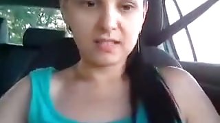 Russian brunette Loverhia masturbate in car