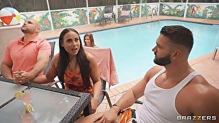 Rough poolside fuck movie featuring mommy Alexis Fawx