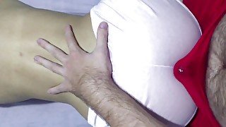 Assjob dry humping doggystyle till he cum in his underwear, grinding doggystyle cum in pants