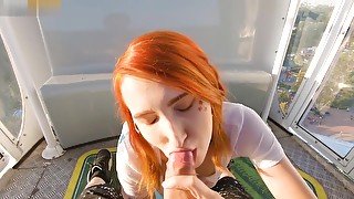 Cute teen 18+ Swallows Hot Cum - Public Blowjob on Ferris Wheel by Elin Flame