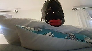 Laura throatfucked with a big lips gag has to swallow a huge load of cum