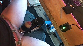 Bound handy mastrubation #8 Insane Cumshot with Tight Metal Cock Ring