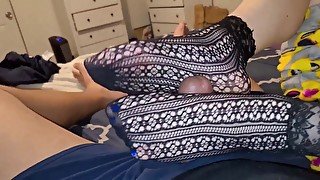 Fishnets and Barefeet Footjob Teaser