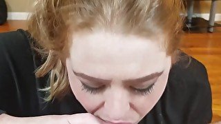 Collared Redhead Girlfriend in Glasses Blowjob - Shortcake