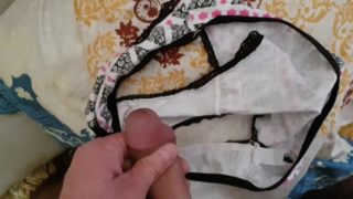 Femboy in women's panties jerks off his big cock. Masturbate teen dick.