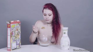 Laila Mayhem Eats Fruity Pebbles Topless ASMR