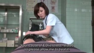 Subtitled cfnm japanese female doctor gives patient handjob