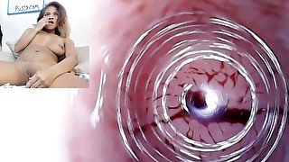 endoscope pussy cam footage of creampie on her monthly with red pussy after blowjob and fuck