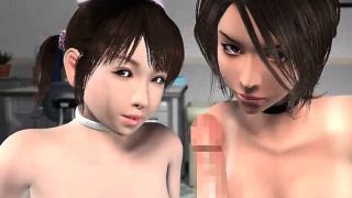 3D hentai lesbians fuck a giant penis