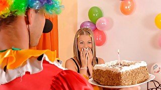 Twisted teen Trisha gets fucked on her 18th birthday by a clown