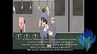 Pink Reiko (Hentai Game) subway end up raw sex and a creampie!