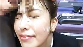 Japanese Stewardess Enjoys A Bukkake