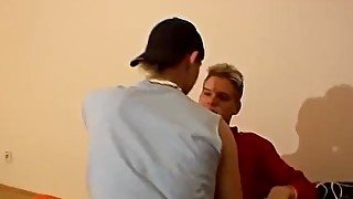 Young blond hottie cums while getting his ass barebacked