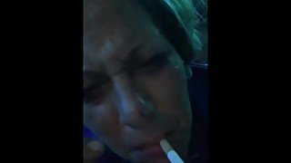 Tattooed Phat ass getting pounded wail she smoking cigarette