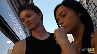 Watch this slutty brunette satisfy her stranger's needs with a hot pussy licking and cuckold twist