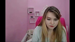 Shy beautiful blonde college girl 2nd day camming teases boob nipple