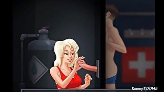 Summertime Saga Sex Scene - Blond Lifeguard save my life and suck my the cum out of my balls