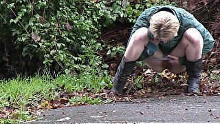 Public Pissing For Desperate Blonde