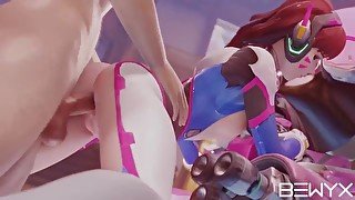 Dva fucked against the MEKA from Overwatch 3D NSFW Porn