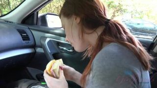 Alaina gives you a handjob in the car