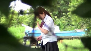 Uniformed asian 19yos piss outdoors