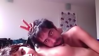 Indian couple having sex in front of their computer