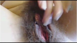 Hairy slut shows big meat holes on cam