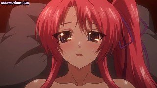 Anime redhead with big boobs gets fucked