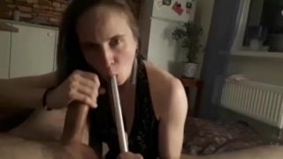 Huge dick hot smoky sloppy hookah blowjob from sexy babe