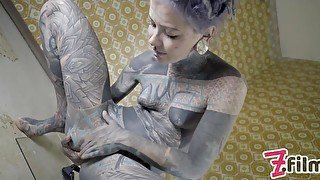 Alternative Tattoo Model Masturbating With Big Toy