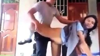 Police officer fucking school girl outdoor