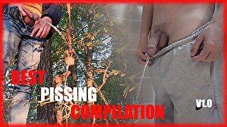  Pissing compilation - Big Cock and balls, uncut