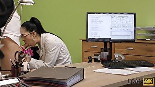 LOAN4K. 18-Year-Old office worker gets new experience having..