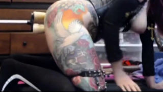 Wow! Tattoed girl double penetration machine fuck!