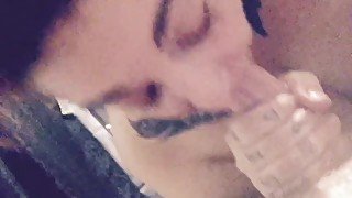 horny slut sucks cock before work cum in mouth verified amateur