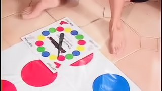 Playing twister and with blonde and double teaming her