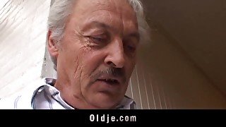 Short haired coed slut fucking grandpa