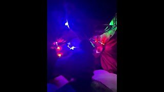 Pregnant wife sucks dick in Christmas lights