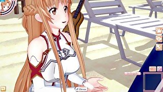 Anime Sword art online Asuna gets FUCKED on the beach.