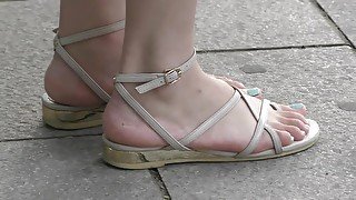 Cute Asian Babe Caught By A Voyeurs Camera Wearing Sexy Sandals Down Town