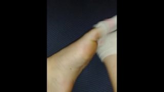 Foot Fetish soles taking off socks birth marks