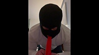 Solo masked gay sucking dildo compilation